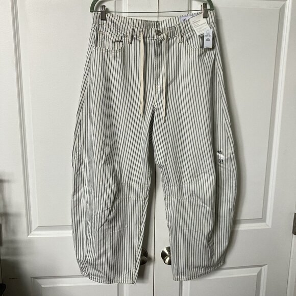 NWT Gap Horseshoe High Rise Jeans Womens 12 Indigo Stripe Barrell Leg - Picture 3 of 14